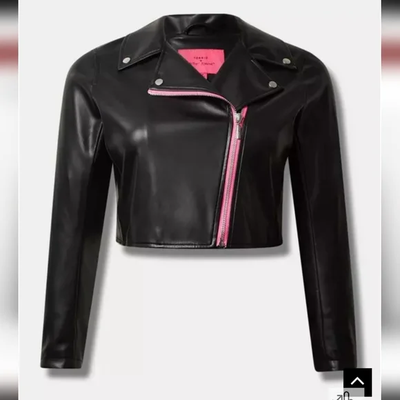 Betsey Johnson X Torrid Collab Faux Leather Crop Moto Jacket - Picture 11 of 11